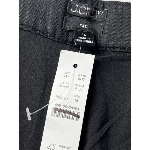 J Crew Kate Pants Womens 16 Black Straight Leg Pant Stretch Linen Blend Lined - Picture 7 of 10